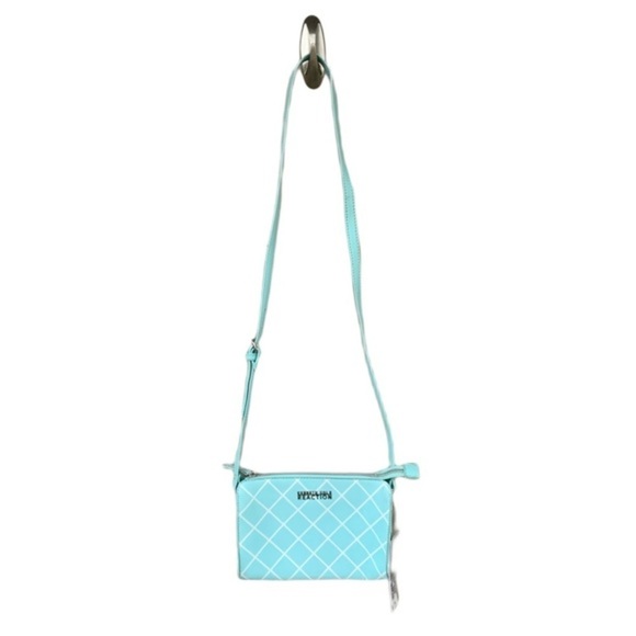 Kenneth Cole Window Pane Mini Crossbody Purse Robin White Girly Preppy Cute - Picture 2 of 12